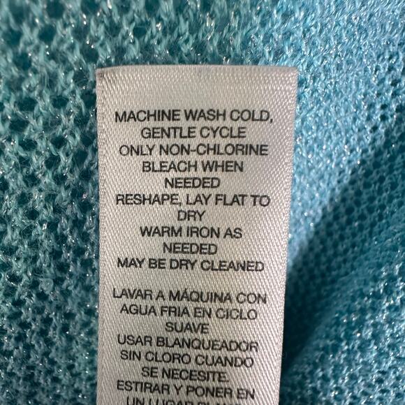 Chico’s women’s summer loose weave sweater, teal feminine coastal grandma beach - Picture 6 of 10